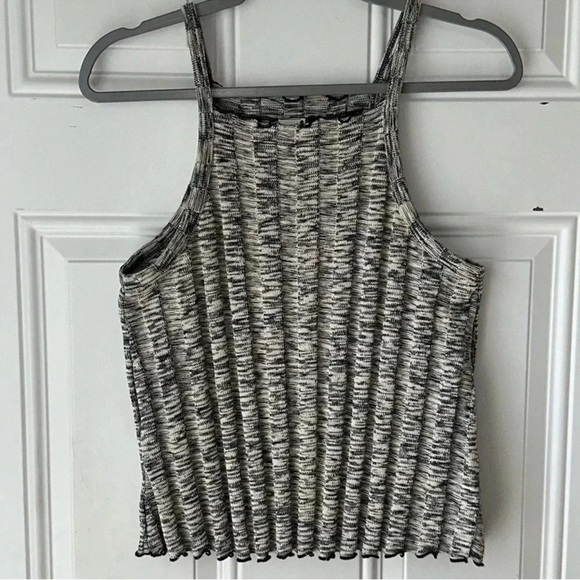 ANTHROPOLOGIE AKEMI+KIN Navy Blue Ribbed Lettuce Edging Tank Size Small - Picture 1 of 4